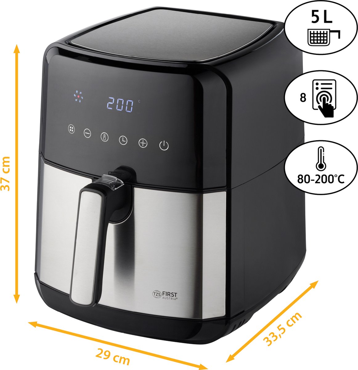 First Austria Airfryer TZS - 5L - Zwart