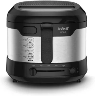 Friteuse Compact - Kleine Frituurpan - Familie Frituren - Opklapbare Handgreep - 1 kg Capaciteit - RVS Zwart