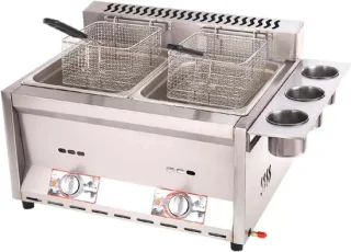 Gas friteuse dubbele cilinder zilver