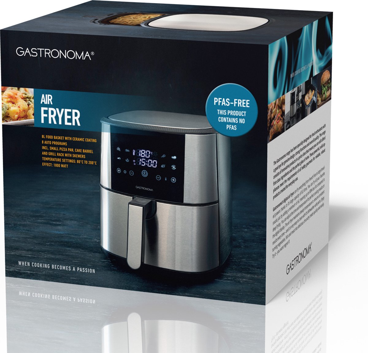 Gastronoma Airfryer 8L RVS/Zwart 18290007