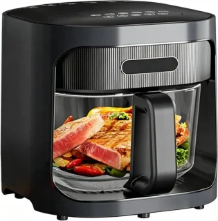 Glazen Airfryer 6 liter zilver
