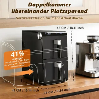 Glitzerlife Dual-Zone Dual-Chamber Heteluchtfriteuse 11L