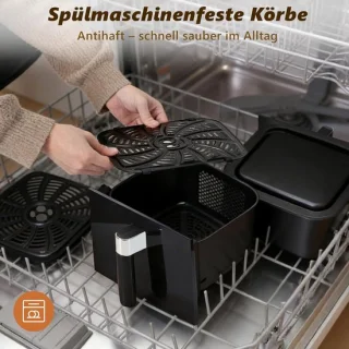 Glitzerlife Dual-Zone Dual-Chamber Heteluchtfriteuse 11L