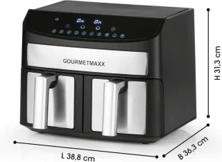 GOURMETmaxx Dubbelkamer Airfryer 2x 3,5L RVS
