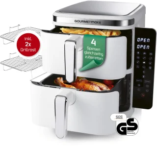GOURMETmaxx FryUp Verticale Dubbele Kamer Heteluchtfriteuse 10L
