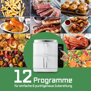 GOURMETmaxx FryUp Verticale Dubbele Kamer Heteluchtfriteuse 10L