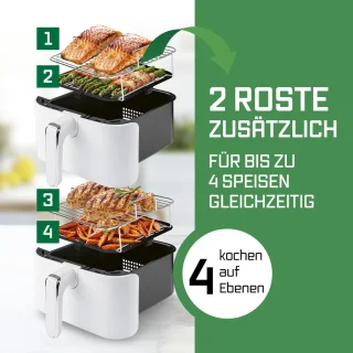 GOURMETmaxx FryUp Verticale Dubbele Kamer Heteluchtfriteuse 10L