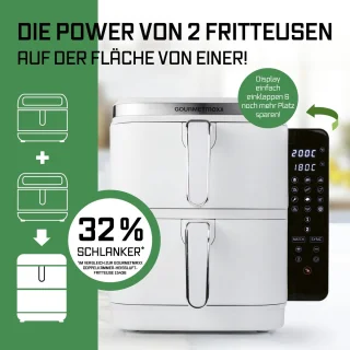 GOURMETmaxx FryUp Verticale Dubbele Kamer Heteluchtfriteuse 10L