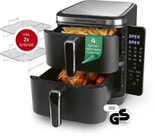 GOURMETmaxx FryUp verticale dubbelkamer heteluchtfriteuse 10L