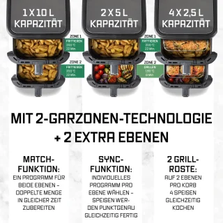 GOURMETmaxx FryUp verticale dubbelkamer heteluchtfriteuse 10L
