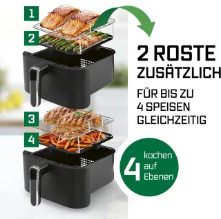 GOURMETmaxx FryUp verticale dubbelkamer heteluchtfriteuse 10L
