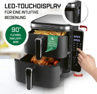 GOURMETmaxx FryUp verticale dubbelkamer heteluchtfriteuse 10L