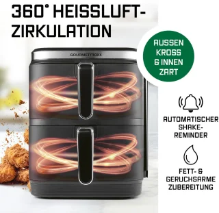 GOURMETmaxx FryUp verticale dubbelkamer heteluchtfriteuse 10L