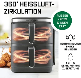 GOURMETmaxx FryUp Verticale Heteluchtfriteuse Dubbele Kamer 10L