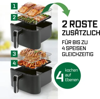 GOURMETmaxx FryUp Verticale Heteluchtfriteuse Dubbele Kamer 10L
