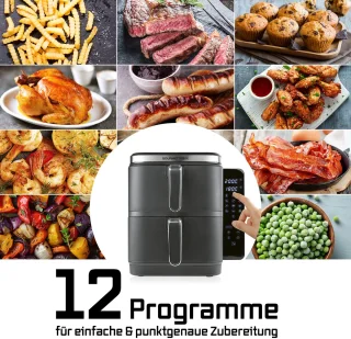 GOURMETmaxx FryUp Verticale Heteluchtfriteuse Dubbele Kamer 10L