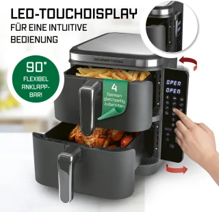 GOURMETmaxx FryUp Verticale Heteluchtfriteuse Dubbele Kamer 10L
