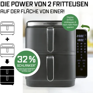 GOURMETmaxx FryUp Verticale Heteluchtfriteuse Dubbele Kamer 10L