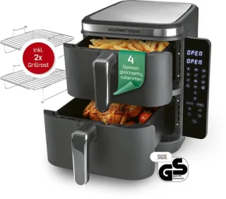 GOURMETmaxx FryUp Verticale Heteluchtfriteuse Dubbele Kamer 10L