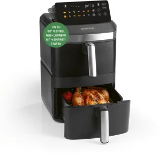 GOURMETmaxx FryUp XL verticale heteluchtfriteuse 12 L (dubbele kamer)