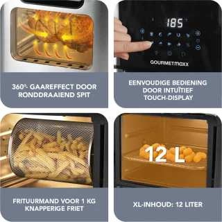 Gourmetmaxx Heteluchtfriteuse 12L Digitaal RVS XXL 1800W