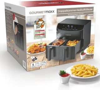 GOURMETmaxx heteluchtfriteuse dubbele mand 7 l zwart