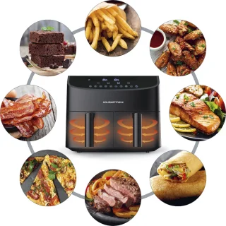 GOURMETmaxx heteluchtfriteuse dubbele mand 7 l zwart