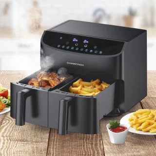 GOURMETmaxx heteluchtfriteuse dubbele mand 7 l zwart