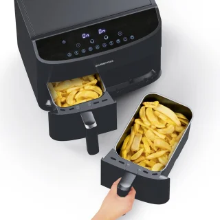 GOURMETmaxx heteluchtfriteuse dubbele mand 7 l zwart