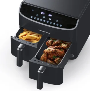 GOURMETmaxx heteluchtfriteuse dubbele mand 7 l zwart