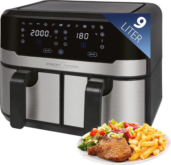 Hete Lucht Friteuse 9L Dubbele Kamer Touchscreen