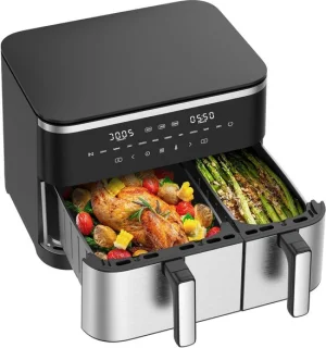 Hete lucht friteuse met dubbele mand 11 liter XXL zwart