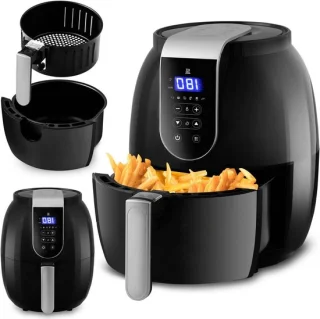 Hetelucht friteuse 26 liter zwart zilver