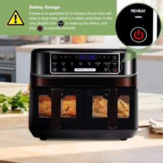 Heteluchtfriteuse 10L airfryer dubbele lades zwart