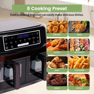 Heteluchtfriteuse 10L Dubbel Lade 2000W Zwart