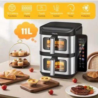 Heteluchtfriteuse 11 liter dubbele mand