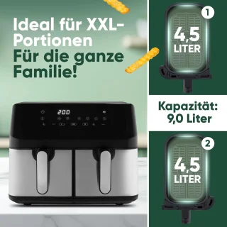 Heteluchtfriteuse 2-compartiment 9 L