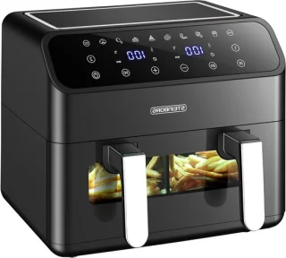 Heteluchtfriteuse 2 kamers - 8 liter - zwart