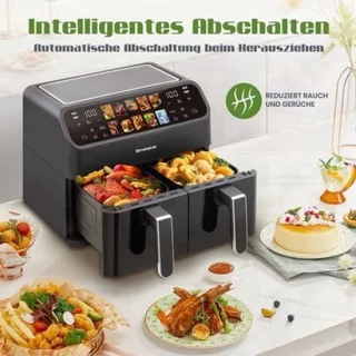 Heteluchtfriteuse 2000W dubbele korf 9L