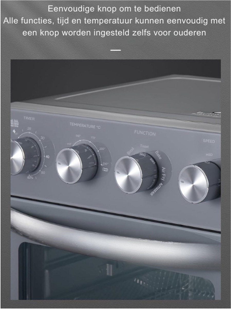 Heteluchtfriteuse 23L 1700W met Draaispies en Accessoires Grijs