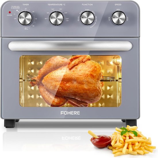 Heteluchtfriteuse 23L 1700W met Draaispies en Accessoires Grijs