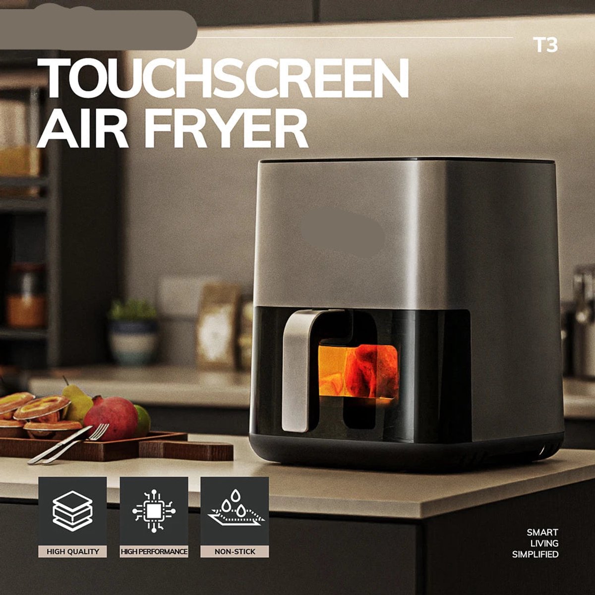Heteluchtfriteuse 5L Oven Touch Lichtgrijs