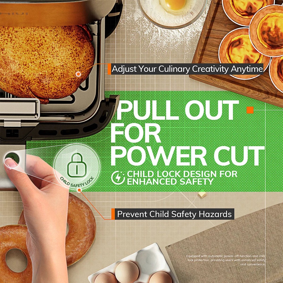 Heteluchtfriteuse 5L Oven Touch Lichtgrijs