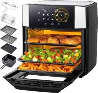 Heteluchtfriteuse Air Fryer XXL 15 liter 1800 W roestvrij staal zwart