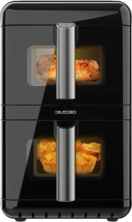 Heteluchtfriteuse - Airfryer Frituurpan - Gezond Koken - Dubbele Containers - 12 Liter - Zwart
