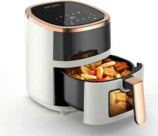 Heteluchtfriteuse - Airfryer Frituurpan - Gezond Koken - Visueel Venster - 55 Liter - Zwart