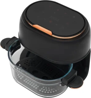 Heteluchtfriteuse Airfryer glazen mand touchscreen zwart