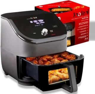 Heteluchtfriteuse - Airfryer Oven - Gezond Frituren - ClearCook Kookvenster - 6 Liter - Zwart
