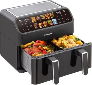 Heteluchtfriteuse Airfryer XXL dubbele kamer zwart