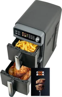 Heteluchtfriteuse dubbel 10 liter donkergrijs